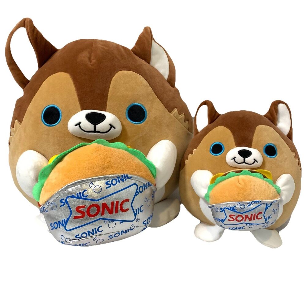 Zuru Snackles Series 2 Puppy Sonic Burger 14” &‎ 9” Plush Lot Of 2 Hamburger